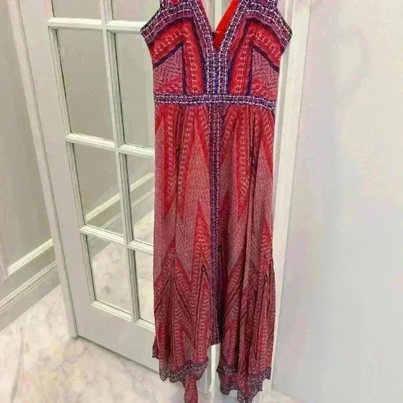 BCBG MaxAzria - Red Maxi Dress with Blue and White details - Size 0 (Worn once) - Picture 8 of 8